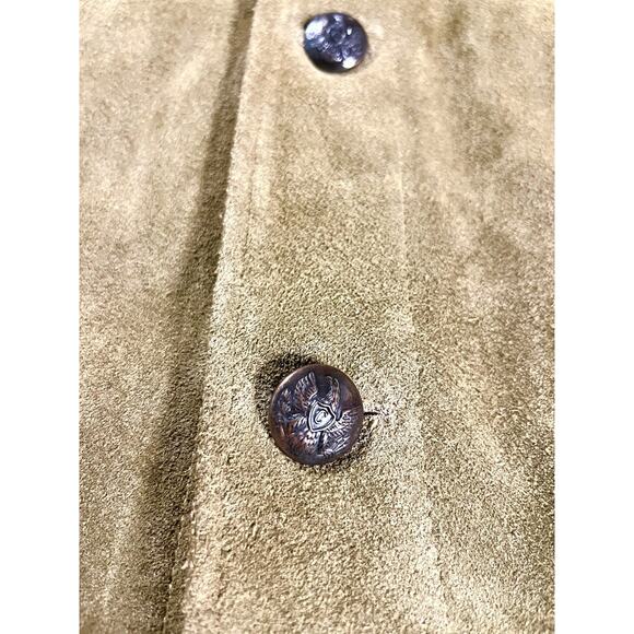 J. Peterman Frontiersman Brown Suede Men’s XXL Fringe Leather Western Jacket VTG - Picture 11 of 16